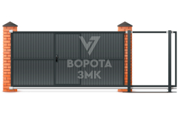 Откатные ворота с калиткой 4,5 метра 4500×3000 ЗМК-7899