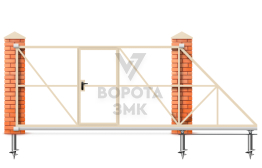 Ворота откатные с калиткой каркас 2600×1800 ЗМК-7654