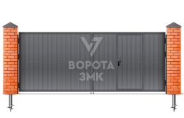Распашные ворота из профнастила с калиткой 2250×2000 ЗМК-5170